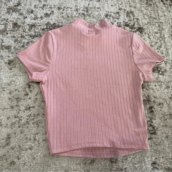 NWOT Bozzolo Mock Neck Short Sleeve Dusty Pink Crop Top size small - Picture 6 of 6